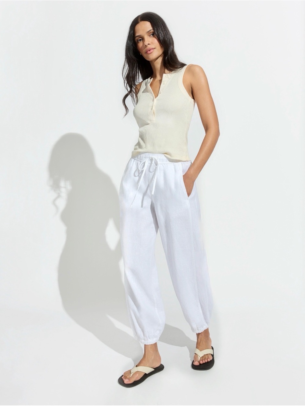 NWOT ZARA Linen White Drawstring Pants
